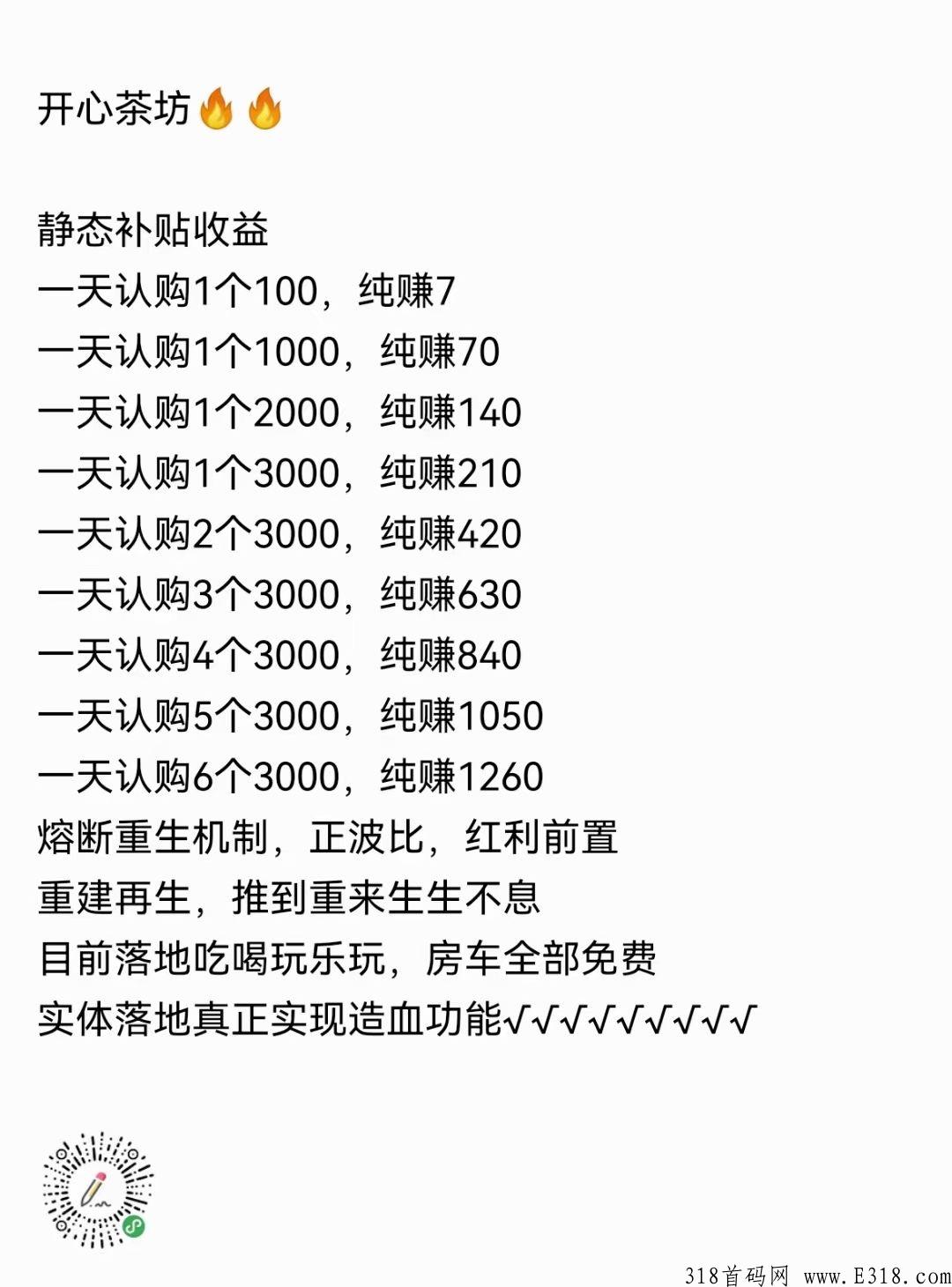 开心茶坊城，众筹模式的风口，大公司大背景大模式，放心撸_首码项目网